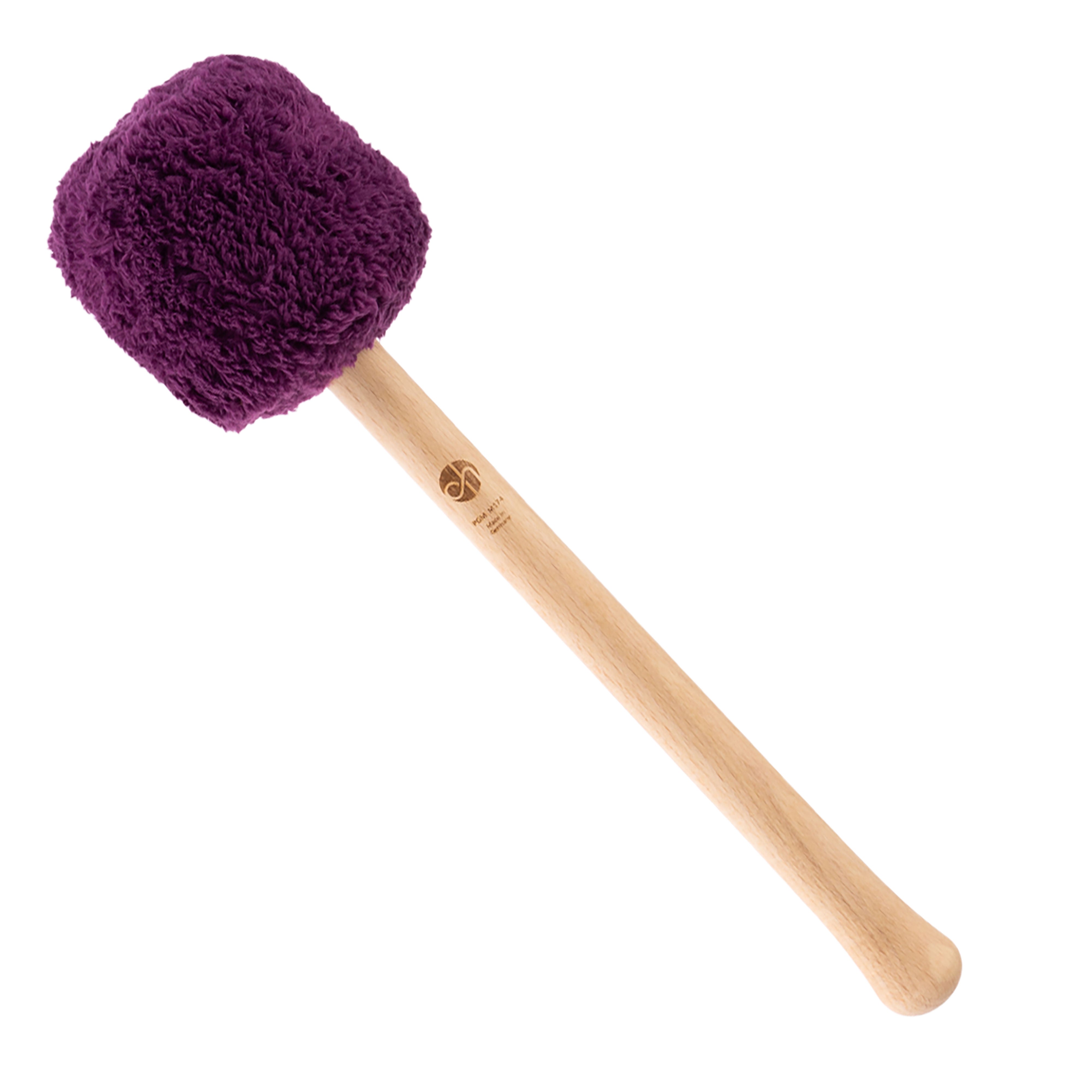 Profi Gong Mallet M174 in Berry mit beerenviolettem Flauschkopf und hellem Buchenholzgriff