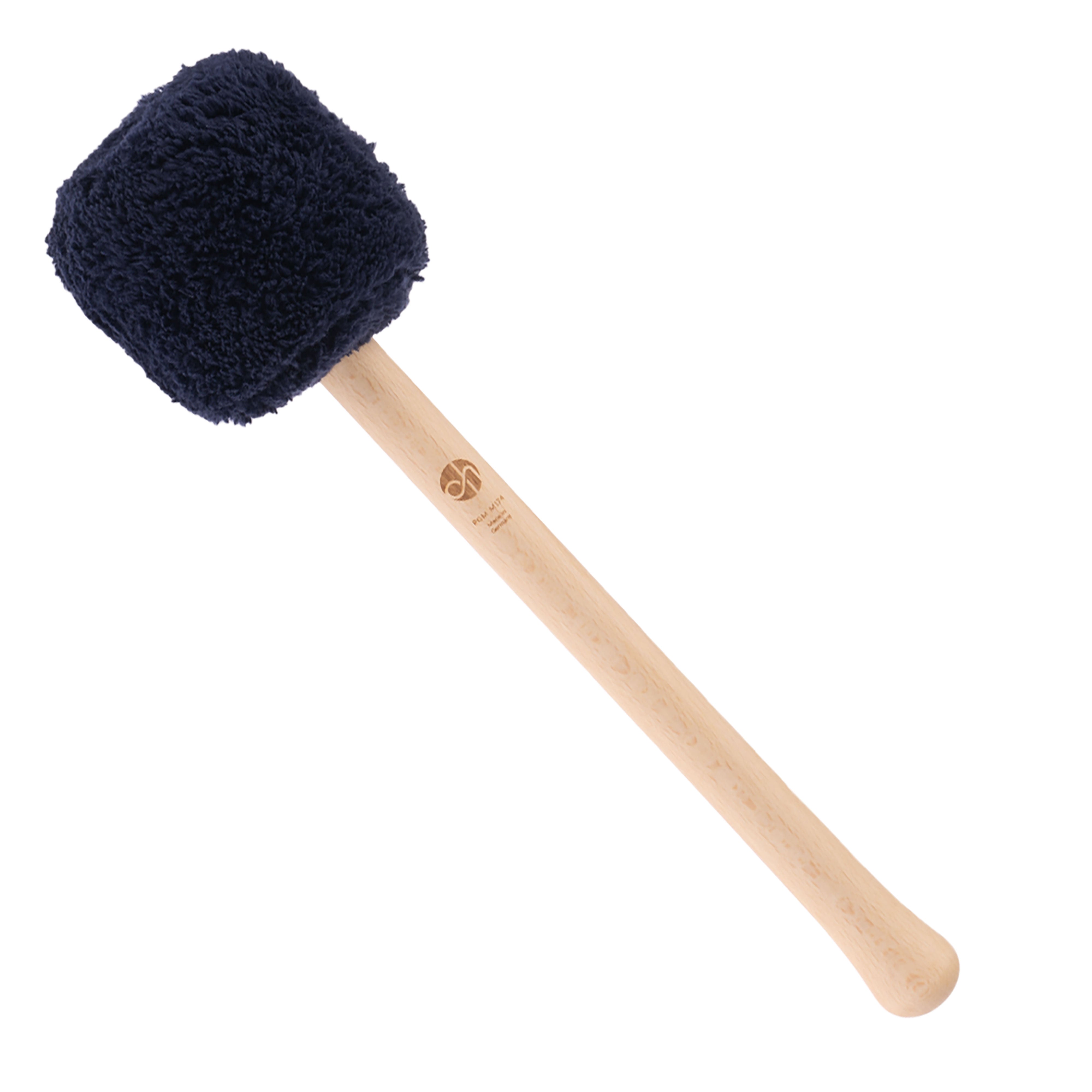 Profi Gong Mallet M174 in Dunkelblau mit nachtblauem Flauschkopf und hellem Buchenholzgriff