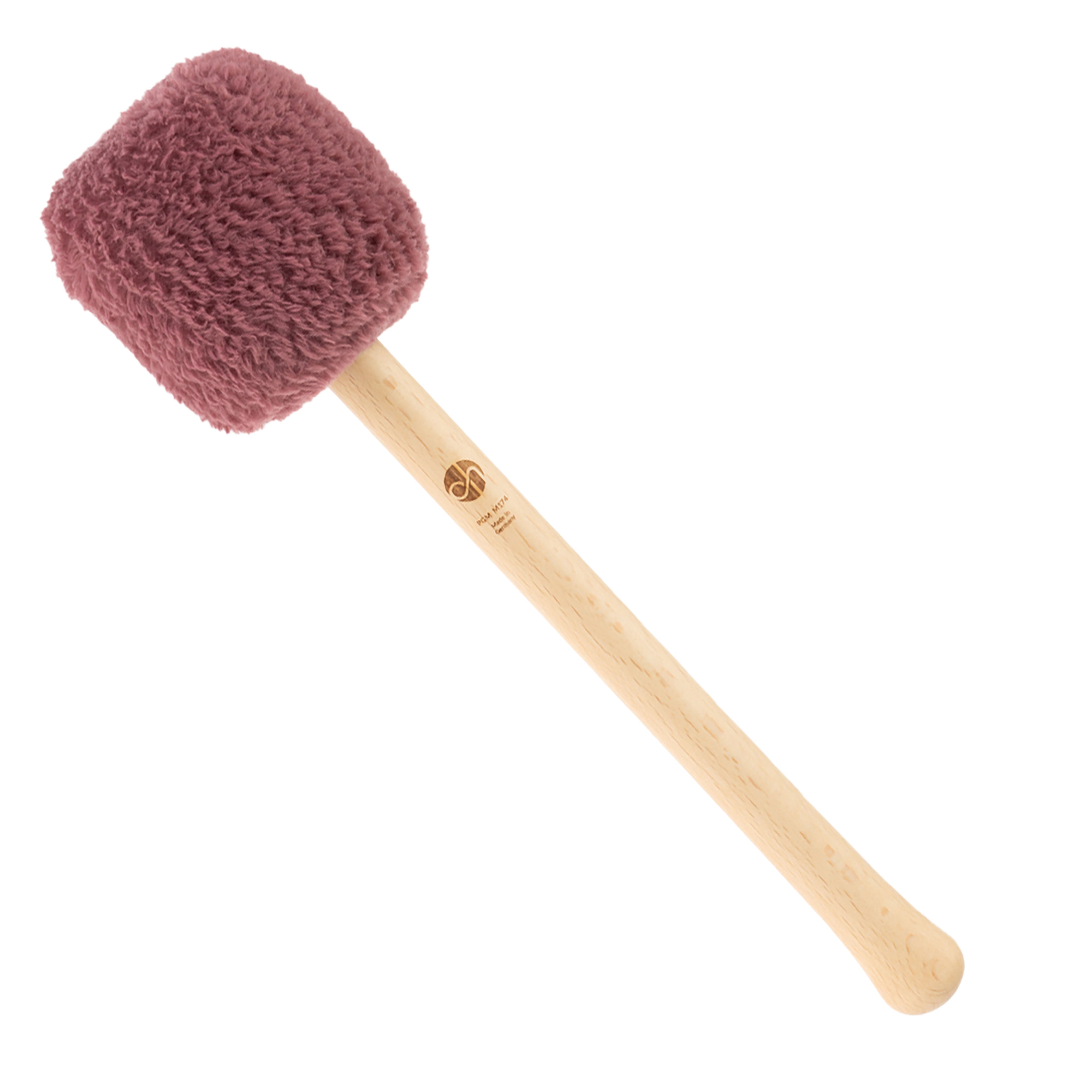 Profi Gong Mallet M174 in Mauve mit altrosafarbenem Flauschkopf und hellem Buchenholzgriff