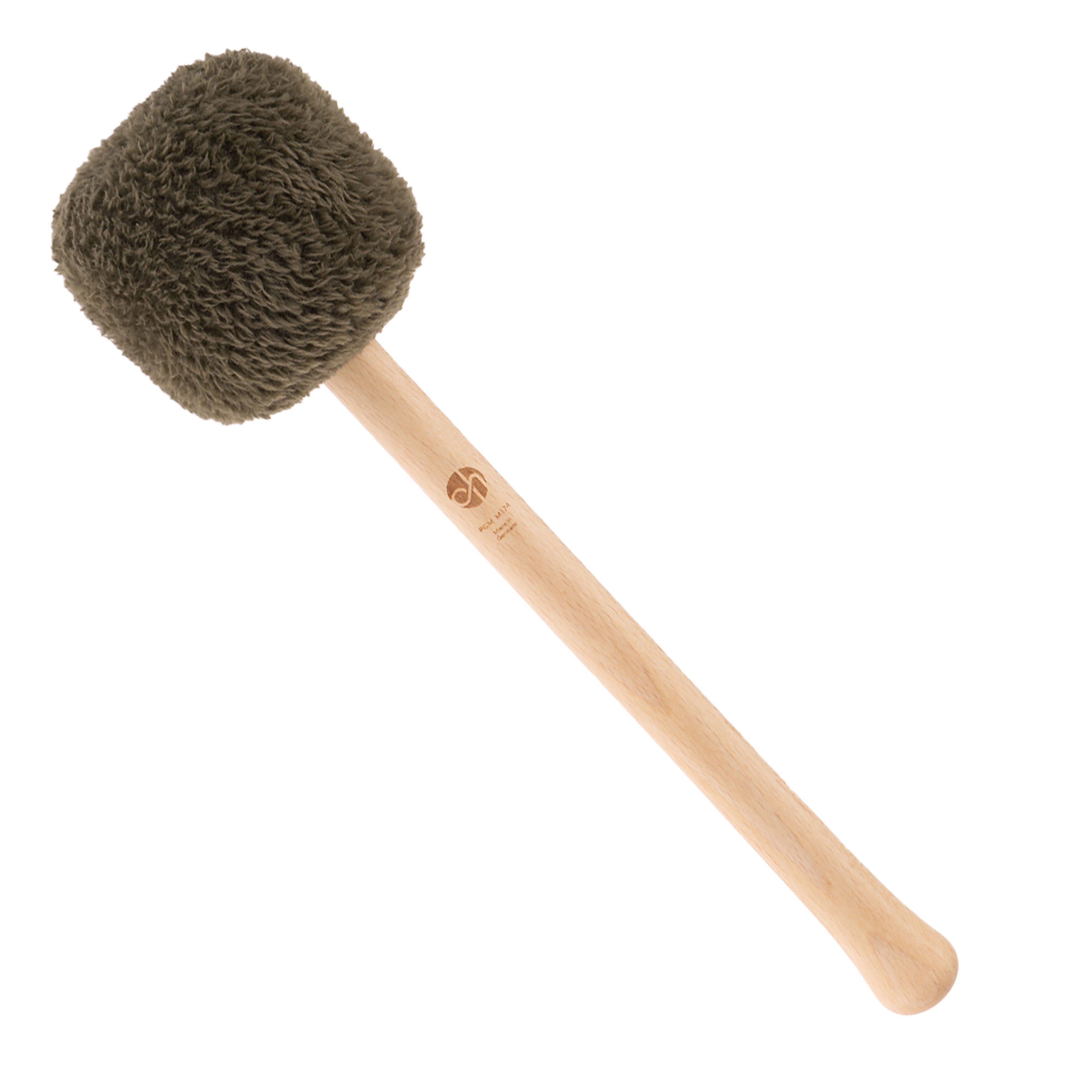Profi Gong Mallet M174 in Olive mit olivgrünem Flauschkopf und hellem Buchenholzgriff