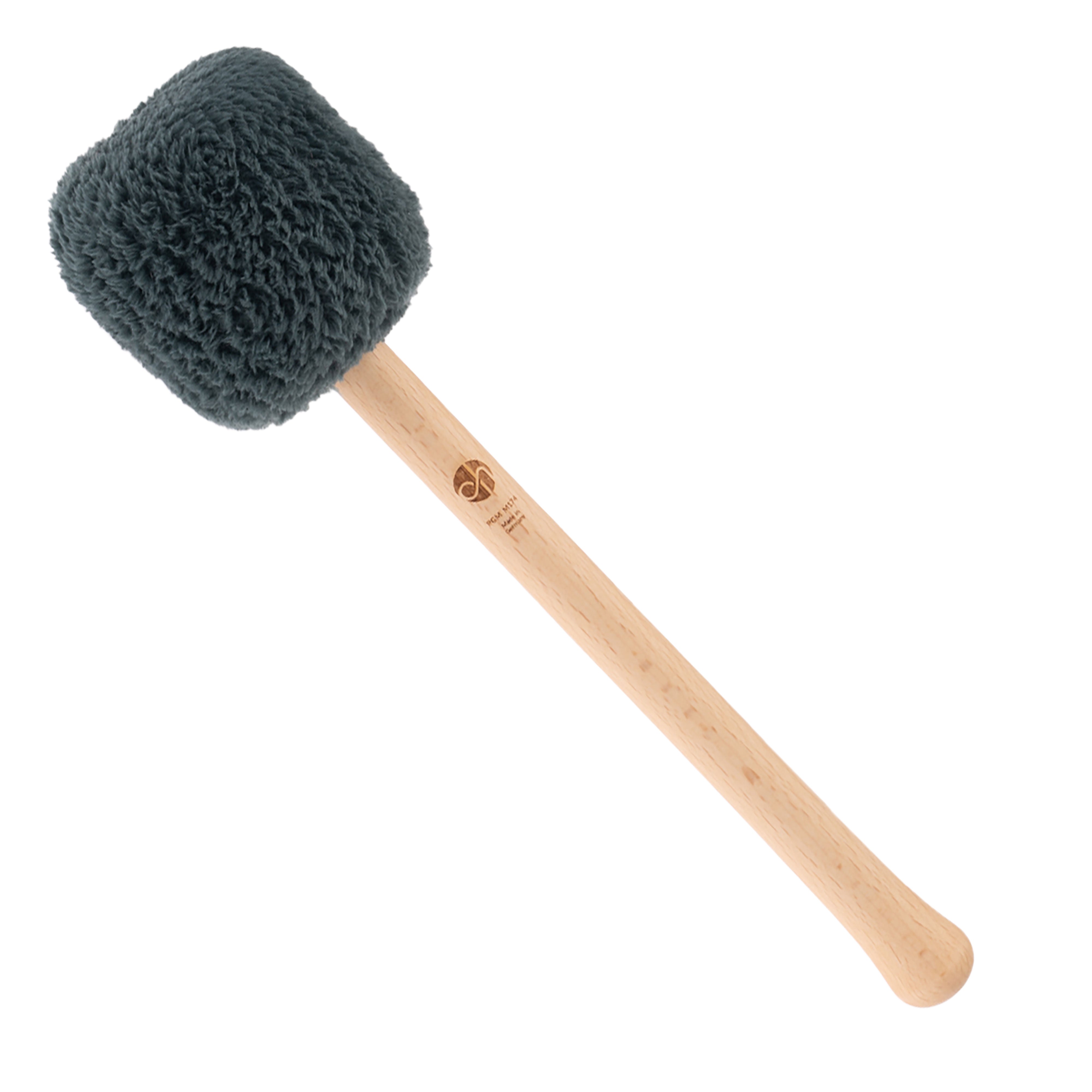 Profi Gong Mallet M174 in Forest mit dunkelgrünem Flauschkopf und hellem Buchenholzgriff