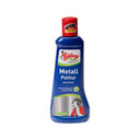 Blue 200-ml bottle of Poliboy metal polish with a red cap for caring for gongs