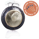 ollihess Gong Wega 40 Zoll mit dunklem Rand und heller Mitte am weißen Ständer, inklusive Profi Gong Mallet Set