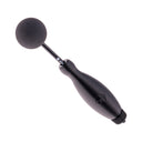 Black overtone handle with an inserted gong striker ball, viewed at an angle from above